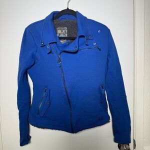 Fox Racing VTG Women's Blue Moto Fur Lined Jacket Medium